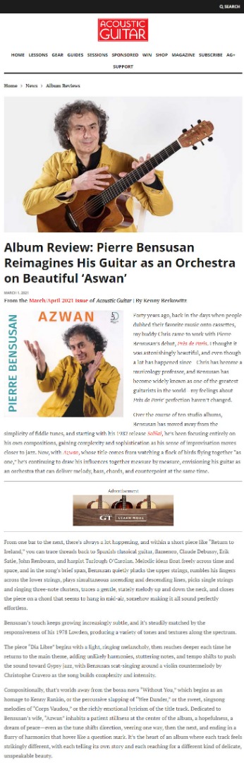 “Azwan” Album Review in Acoustic Guitar Magazine (US)